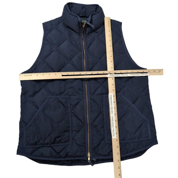 J Crew Quilted Puffer Down Vest Womens XL Blue Full Zip Pockets Outdoor Warm - Picture 8 of 10